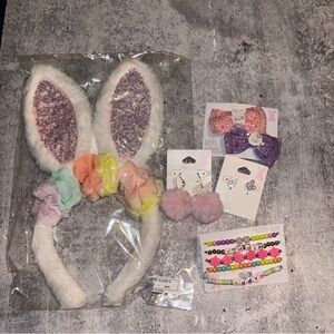 Claire’s Easter Accessory Set, Bunny Earrings NEW Headband, 2 Earrings, Barrette